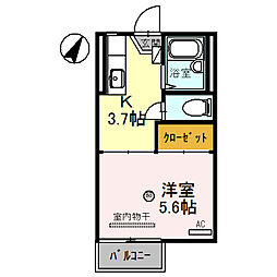 JR東海道・山陽本線 南彦根駅 3.9kmの賃貸アパート 2階1Kの間取り