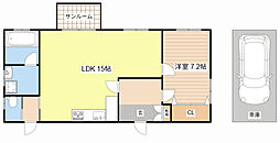 JR北陸本線 虎姫駅 徒歩34分の賃貸一戸建て 1階1LDKの間取り