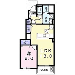 JR東海道・山陽本線 野洲駅 5kmの賃貸アパート 1階1LDKの間取り