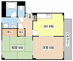 JR東海道・山陽本線 河瀬駅 徒歩12分の賃貸アパート 2階2DKの間取り