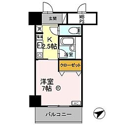 JR東海道・山陽本線 南彦根駅 徒歩12分の賃貸マンション 6階1Kの間取り