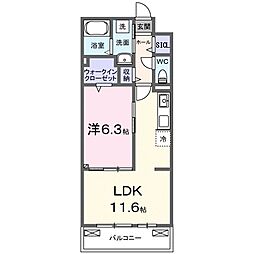 JR湖西線 堅田駅 4.9kmの賃貸アパート 2階1LDKの間取り