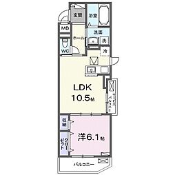 JR湖西線 堅田駅 4.9kmの賃貸アパート 1階1LDKの間取り