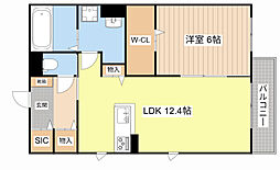 近江鉄道八日市線 新八日市駅 徒歩9分の賃貸アパート 2階1LDKの間取り
