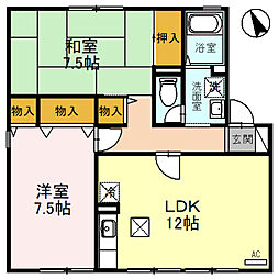 近江鉄道近江本線 彦根口駅 徒歩11分の賃貸アパート 1階2LDKの間取り