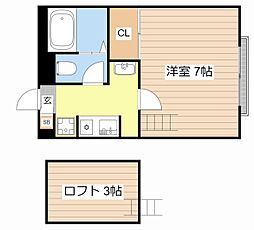 JR東海道・山陽本線 南彦根駅 徒歩17分の賃貸アパート 2階1Kの間取り
