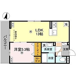 JR北陸本線 長浜駅 徒歩34分の賃貸アパート 3階1LDKの間取り