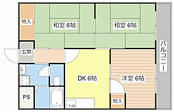 JR東海道・山陽本線 南彦根駅 徒歩30分の賃貸マンション 4階3DKの間取り