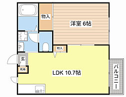 JR東海道・山陽本線 南彦根駅 徒歩5分の賃貸アパート 1階1LDKの間取り