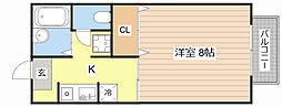 JR湖西線 唐崎駅 徒歩8分の賃貸アパート 1階1Kの間取り