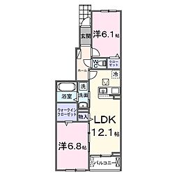JR草津線 寺庄駅 徒歩8分の賃貸アパート 1階2LDKの間取り