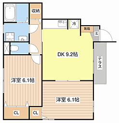JR湖西線 和邇駅 徒歩9分の賃貸アパート 1階2DKの間取り
