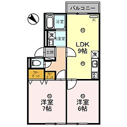近江鉄道近江本線 彦根口駅 徒歩17分の賃貸アパート 1階2DKの間取り