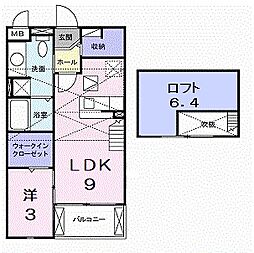 JR北陸本線 米原駅 徒歩13分の賃貸アパート 2階1LDKの間取り