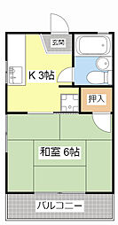 JR東海道・山陽本線 守山駅 徒歩17分の賃貸アパート 2階1Kの間取り