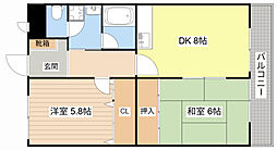 JR草津線 貴生川駅 徒歩8分の賃貸マンション 2階2DKの間取り