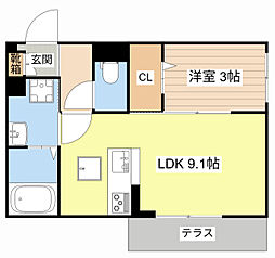近江鉄道近江本線 彦根駅 徒歩14分の賃貸アパート 1階1LDKの間取り