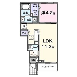 近江鉄道近江本線 八日市駅 徒歩13分の賃貸アパート 1階1LDKの間取り