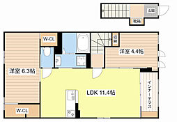 近江鉄道近江本線 彦根口駅 徒歩9分の賃貸アパート 2階2LDKの間取り