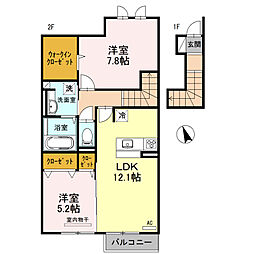JR東海道・山陽本線 南彦根駅 徒歩22分の賃貸アパート 2階2LDKの間取り