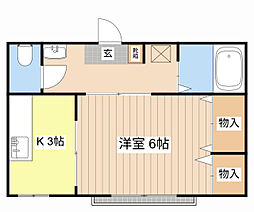 JR東海道・山陽本線 南彦根駅 徒歩23分の賃貸アパート 2階1Kの間取り