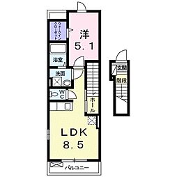 JR草津線 三雲駅 5.9kmの賃貸アパート 2階1LDKの間取り