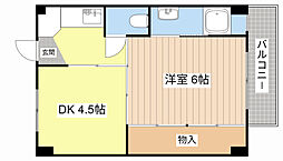 近江鉄道近江本線 水口城南駅 徒歩18分の賃貸マンション 3階1DKの間取り