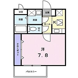 JR北陸本線 長浜駅 4kmの賃貸アパート 1階1Kの間取り