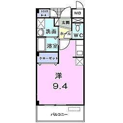 JR北陸本線 米原駅 徒歩8分の賃貸マンション 2階ワンルームの間取り