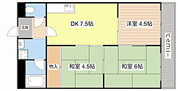 アスシャルマン野洲 3DKの間取図画像