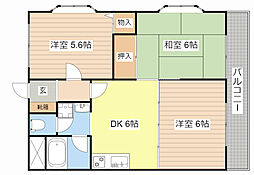 メゾン桑野 1階3DKの間取り