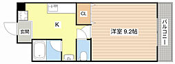 ヴィラ・ミユキ 2階1Kの間取り