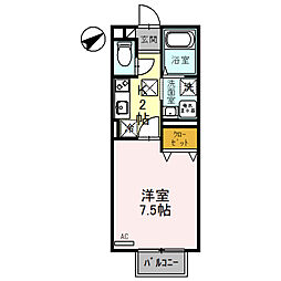 パリオ菅沼　Ｂ棟 1階1Kの間取り