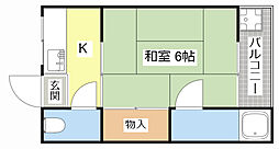 遠藤マンション 2階1Kの間取り