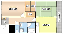 コーポ城山台 1階2DKの間取り