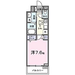 ルフレ 1階1Kの間取り