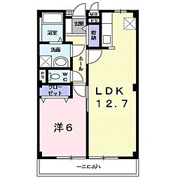 レーベンバンブーIII 2階1LDKの間取り