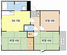 ピアコート 1階3DKの間取り