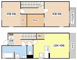 セジュールグランモアＢ 1階2LDKの間取り