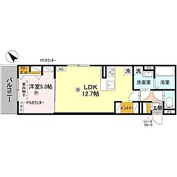 D-ROOM平井A棟 1LDKの間取図画像
