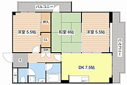 パークコート大津 4階3DKの間取り