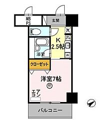 サンタウン竹鼻A棟 1Kの間取図画像