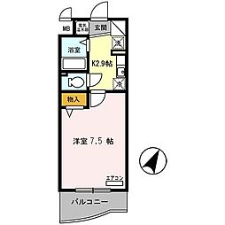 アース・マーシーマンション 1Kの間取図画像