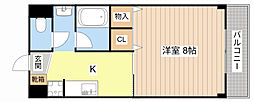 サープラス1ハピネスA 1Kの間取図画像