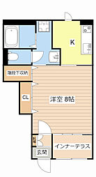 ア・レーズ 1Kの間取図画像