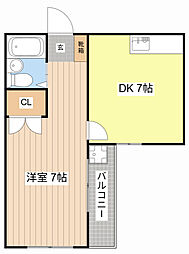 コマザワビル 1DKの間取図画像