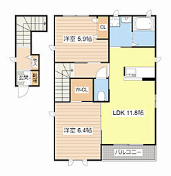 キャッスルズ・ノース 2LDKの間取図画像