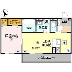 エレガンス ビュー 1階1LDKの間取り