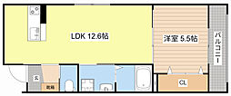 ブライトグランデ大津南志賀 3階1LDKの間取り
