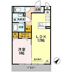 サンセッテ21 1階1LDKの間取り